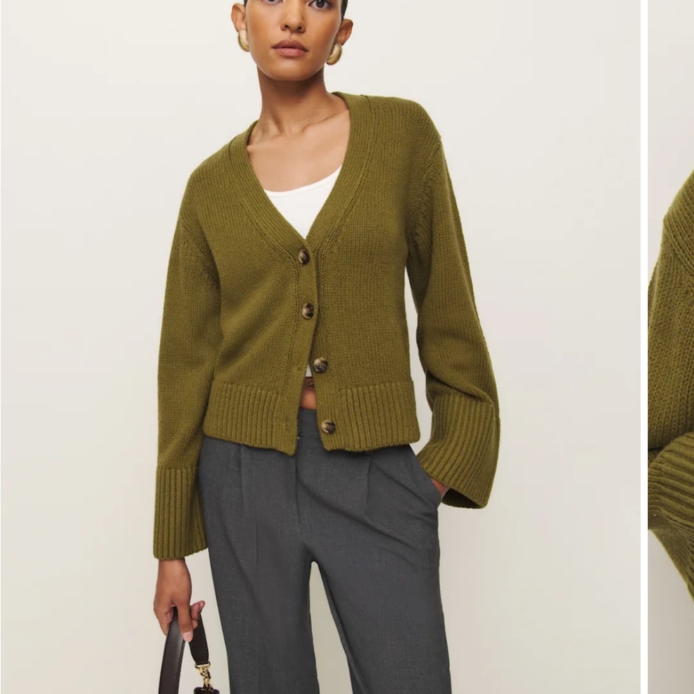 Reformation Dark Olive Green Nala Cardigan